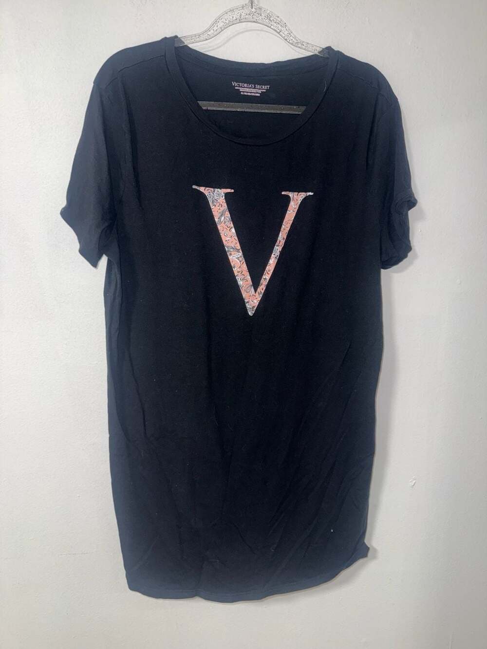 Victoria's Secret Black Short Sleeve V-Graphic T-Shirt